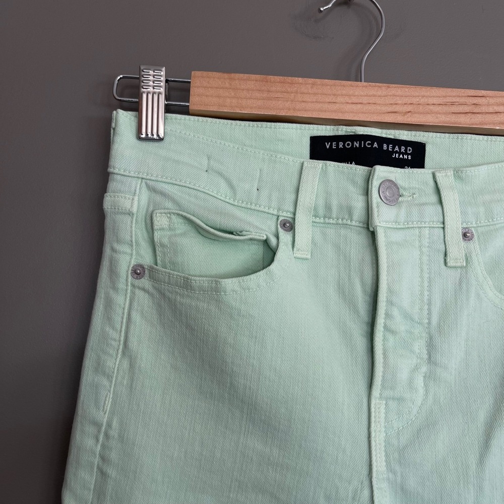 Veronica Beard Carly‎ Kick Flare Jean 26 Pistachio Green Stretch High Rise Chic - Picture 8 of 16